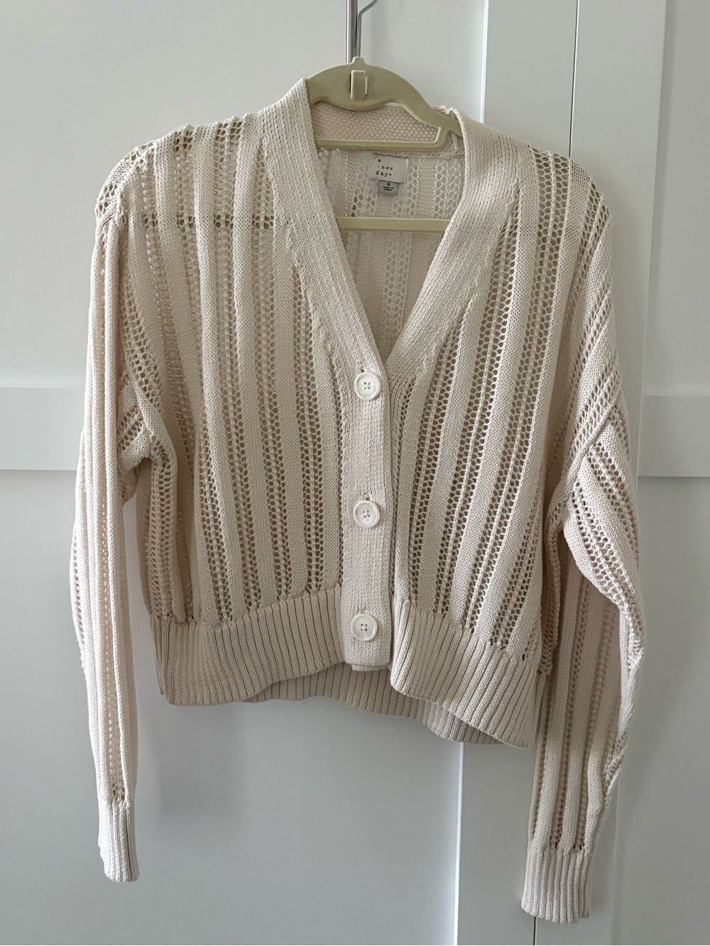 Target Cream Open-Knit Button Front Cardigan